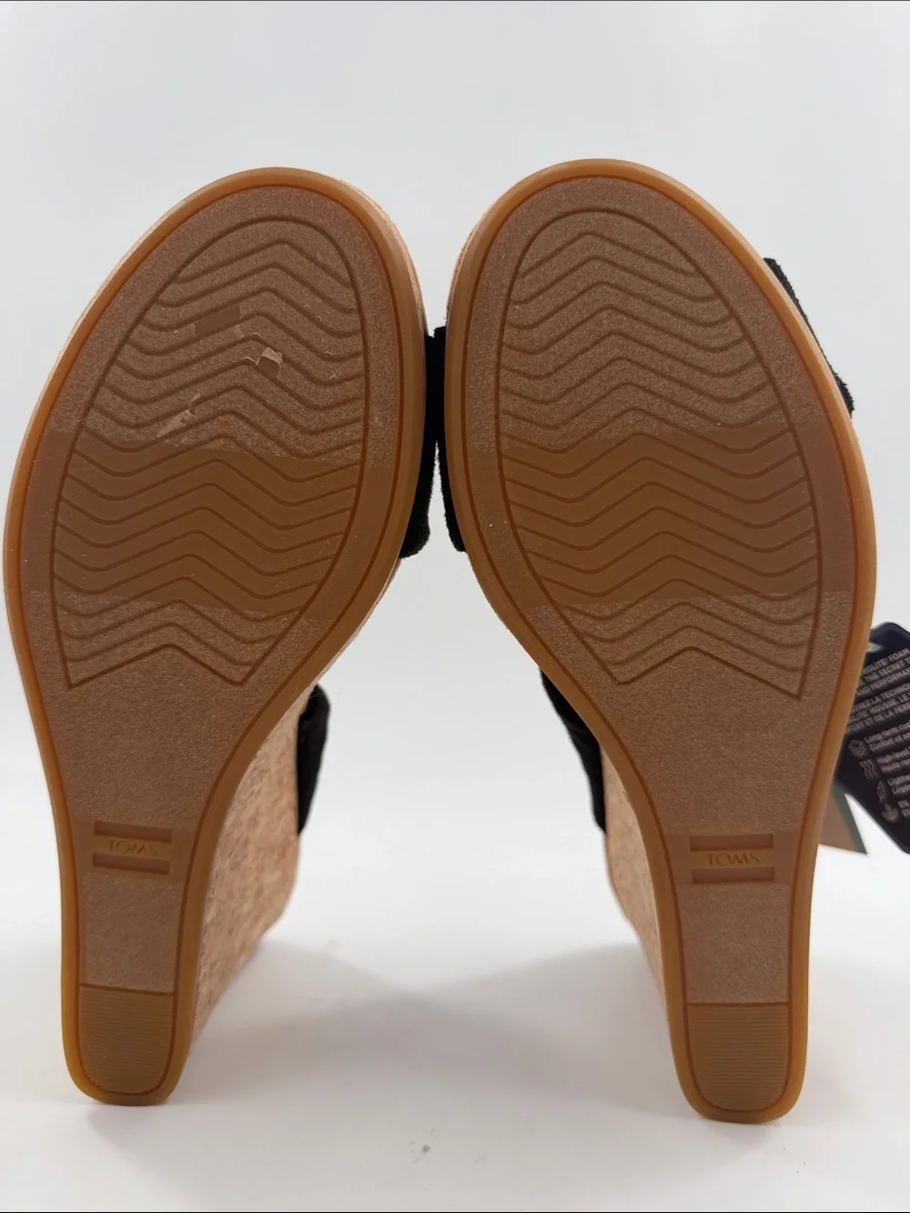 NWT TOMS Women's Serena Microfiber Knotted Strap Cork Wedge Sandal Women's 7.5